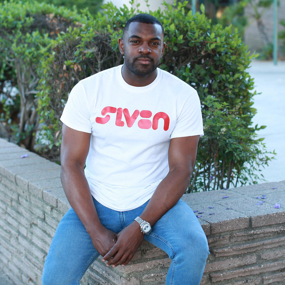 "SLV8N" Red Print Men's Premium T-Shirt