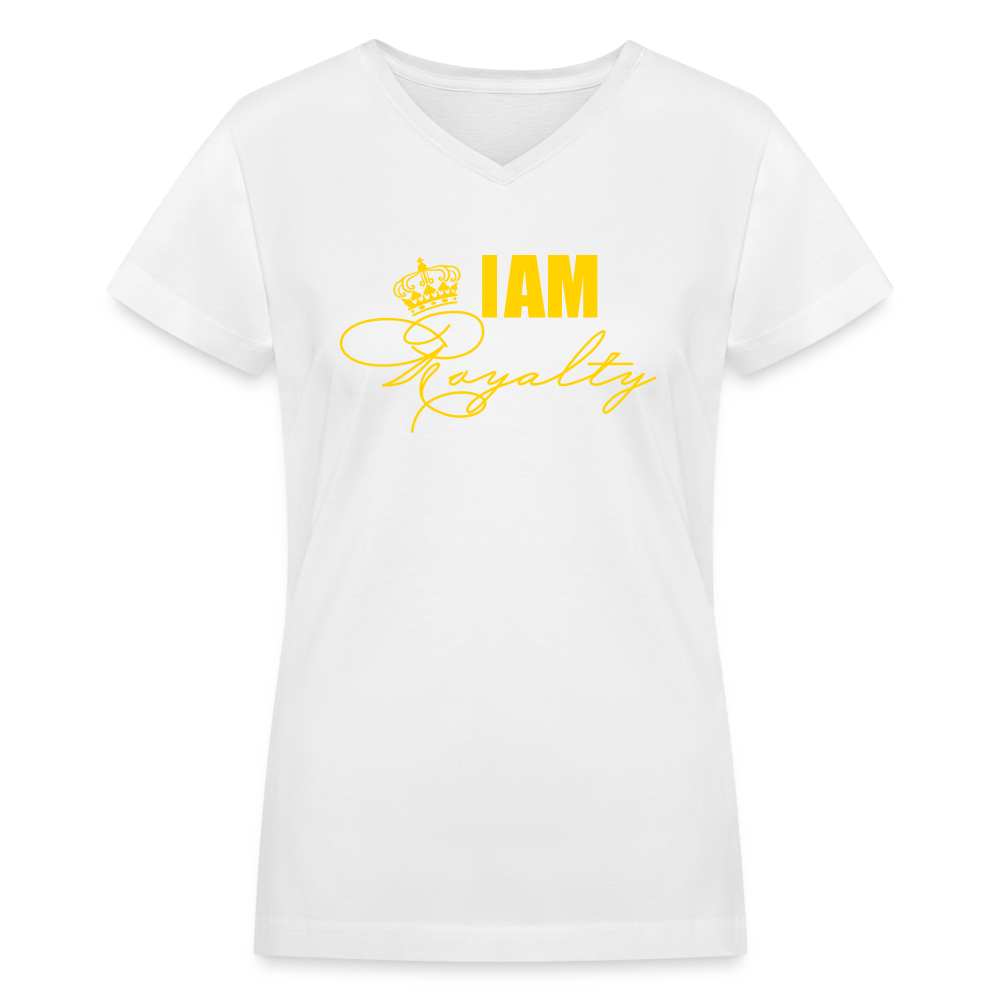 "I Am Royalty" V.2 (Gold) Women's Tri-Blend V-Neck T-Shirt - white