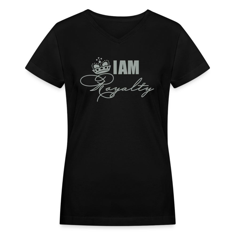 "I Am Royalty" V.2 (Gray) Women's V-Neck T-Shirt - black