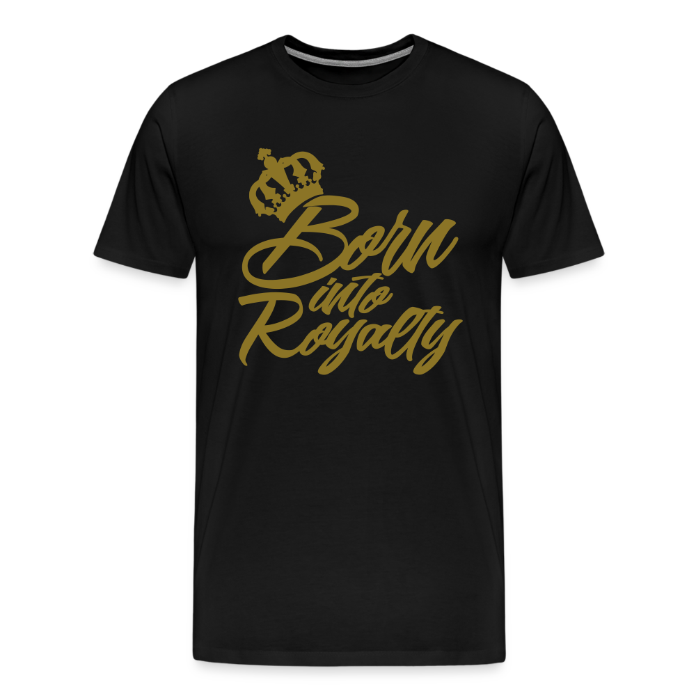 "Born Into Royalty" Men's Tri-Blend V-Neck T-Shirt (Metallic Gold) - black