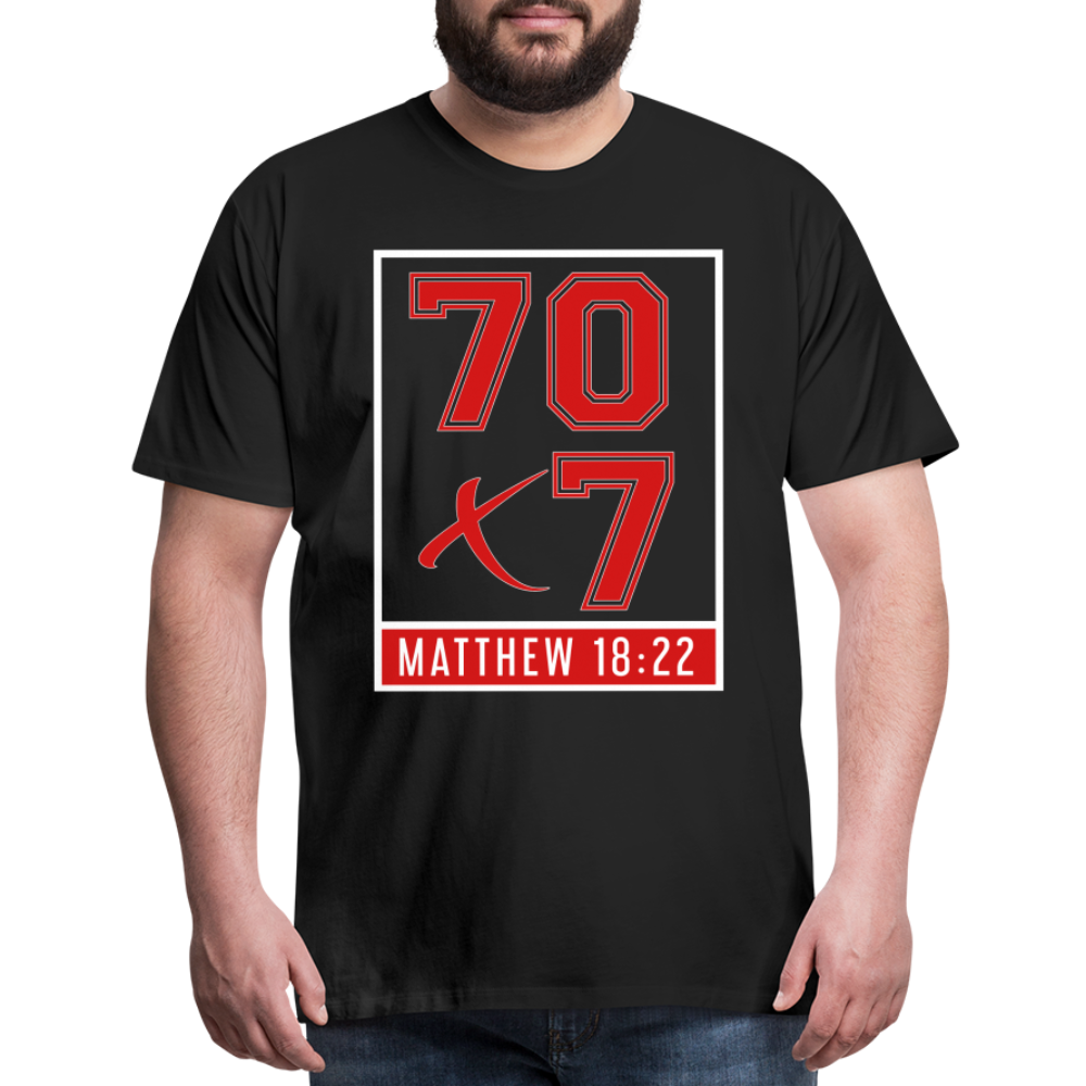 "70x7 Red Design" Unisex Classic Black T-Shirt - black