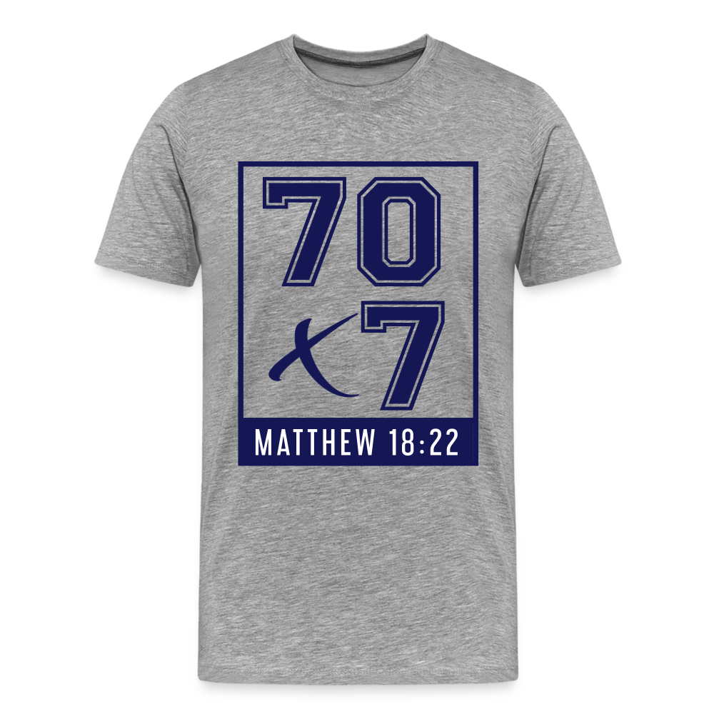 "70x7 Navy Design"Unisex Classic Gray T-Shirt - heather gray