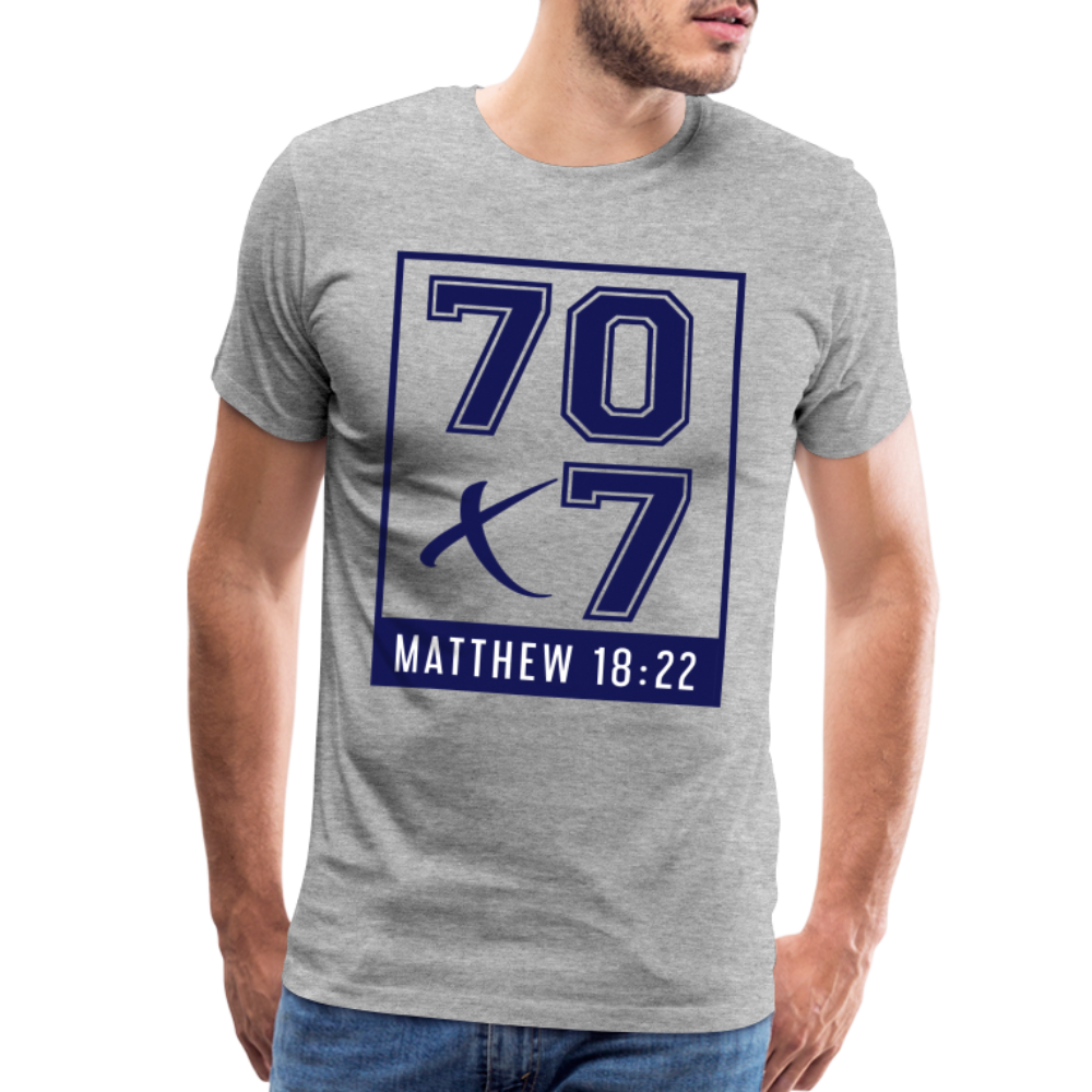 "70x7 Navy Design"Unisex Classic Gray T-Shirt - heather gray