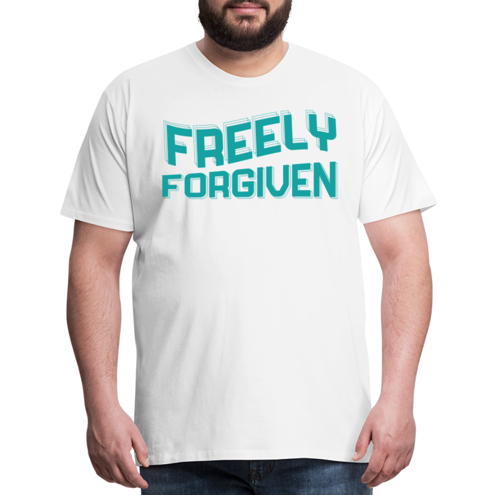 "Freely Forgiven Teal" Unisex Classic Black T-Shirt - white