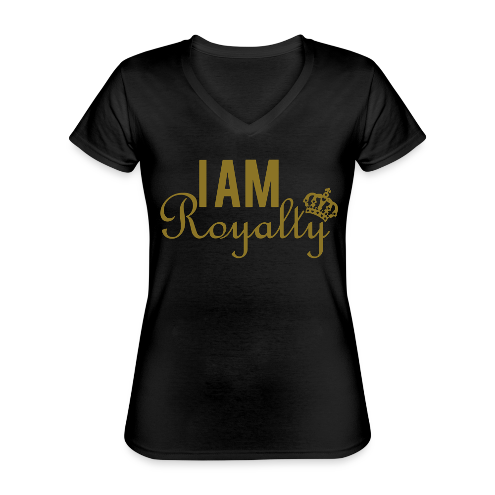 "I AM Royalty" Women's V-Neck T-Shirt (Gold) - black