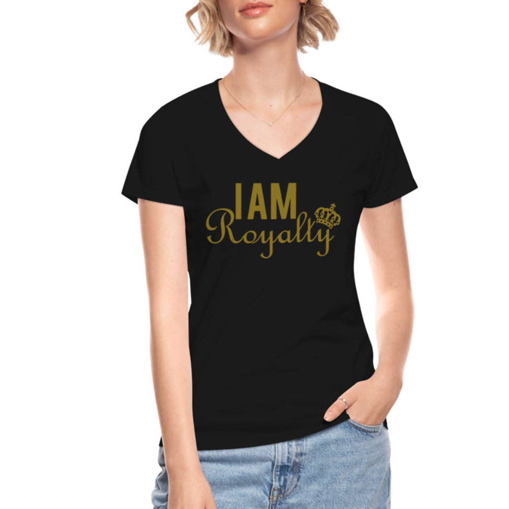 "I AM Royalty" Women's V-Neck T-Shirt (Gold) - black