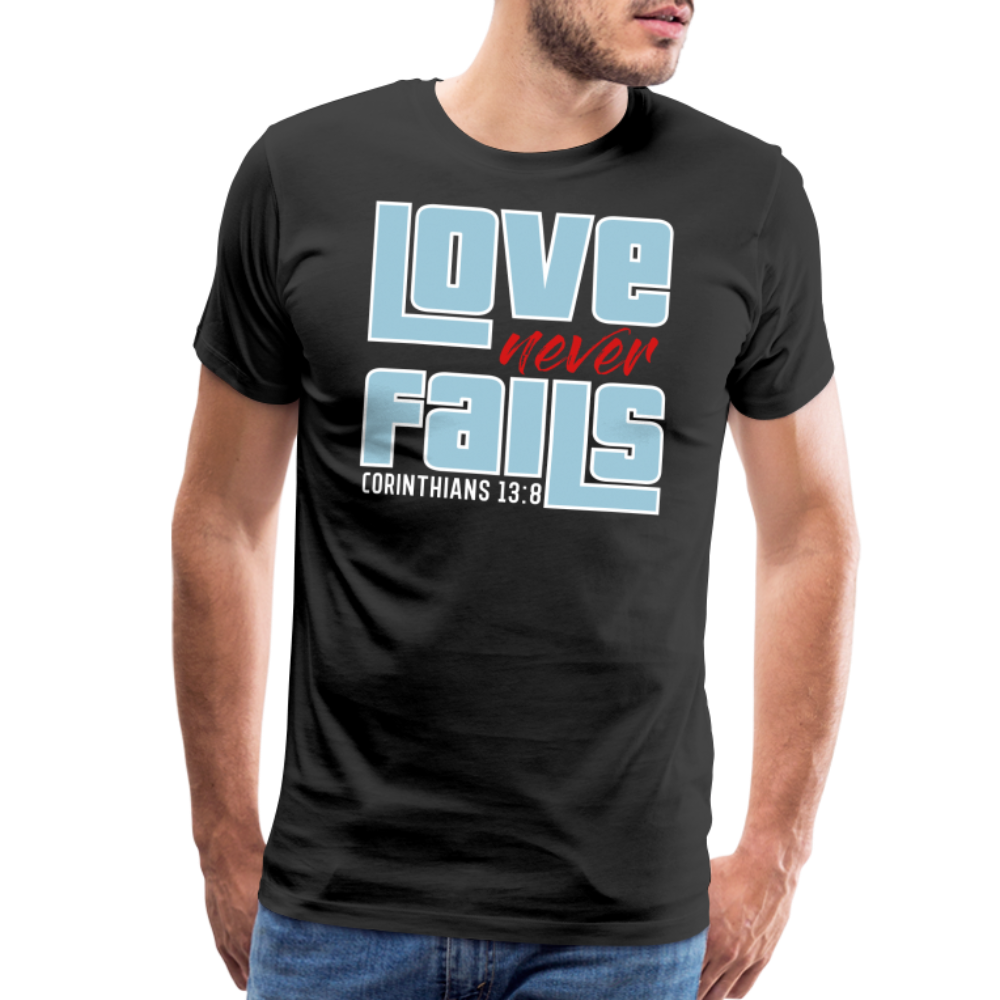 "Love Never Fails" Mens Unisex Classic Black T-Shirt - black