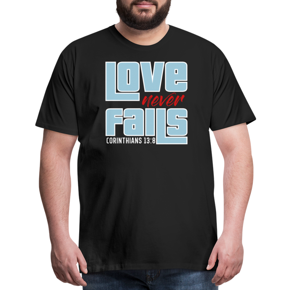 "Love Never Fails" Mens Unisex Classic Black T-Shirt - black
