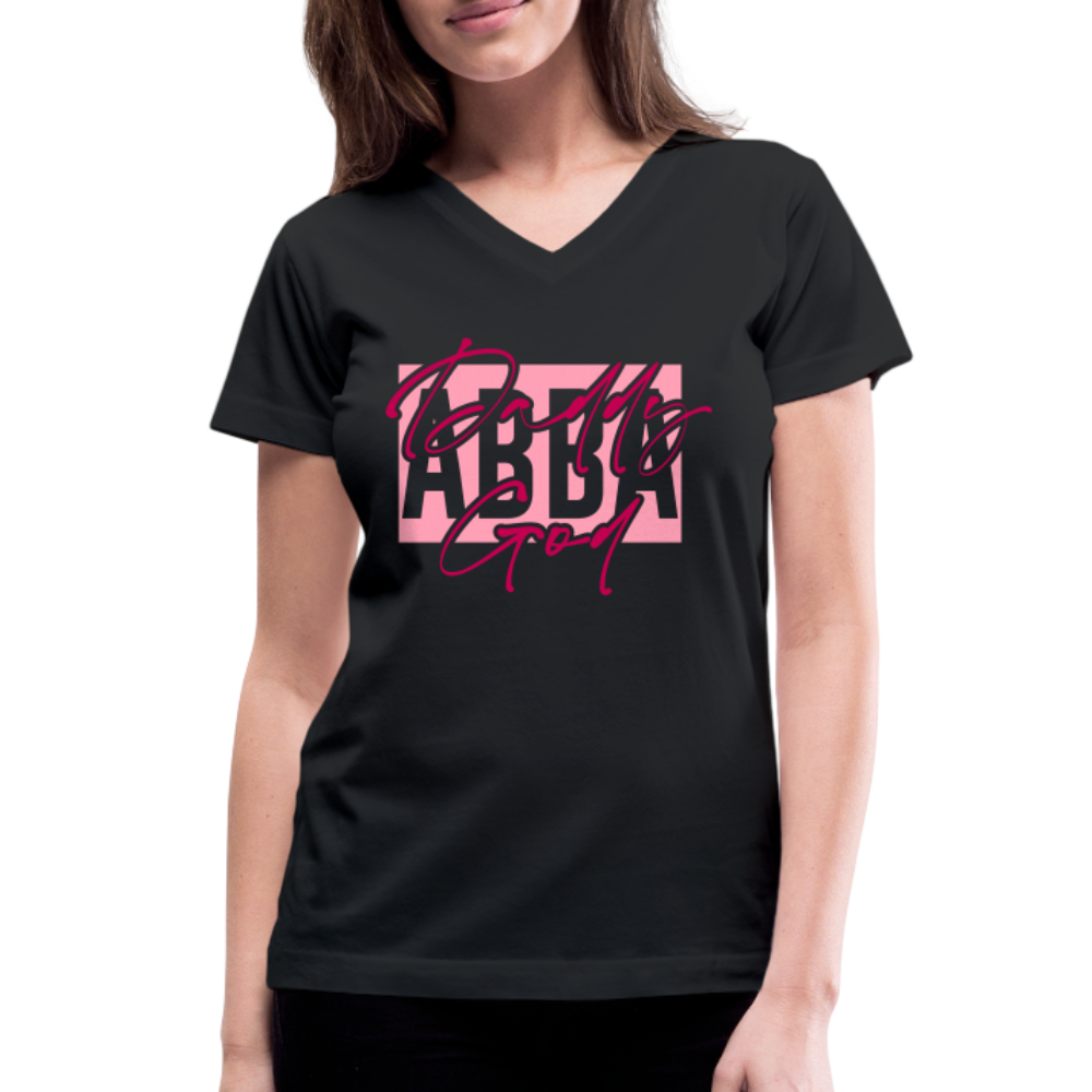 ABBA (Daddy God) Women's V-Neck Black T-Shirt - black