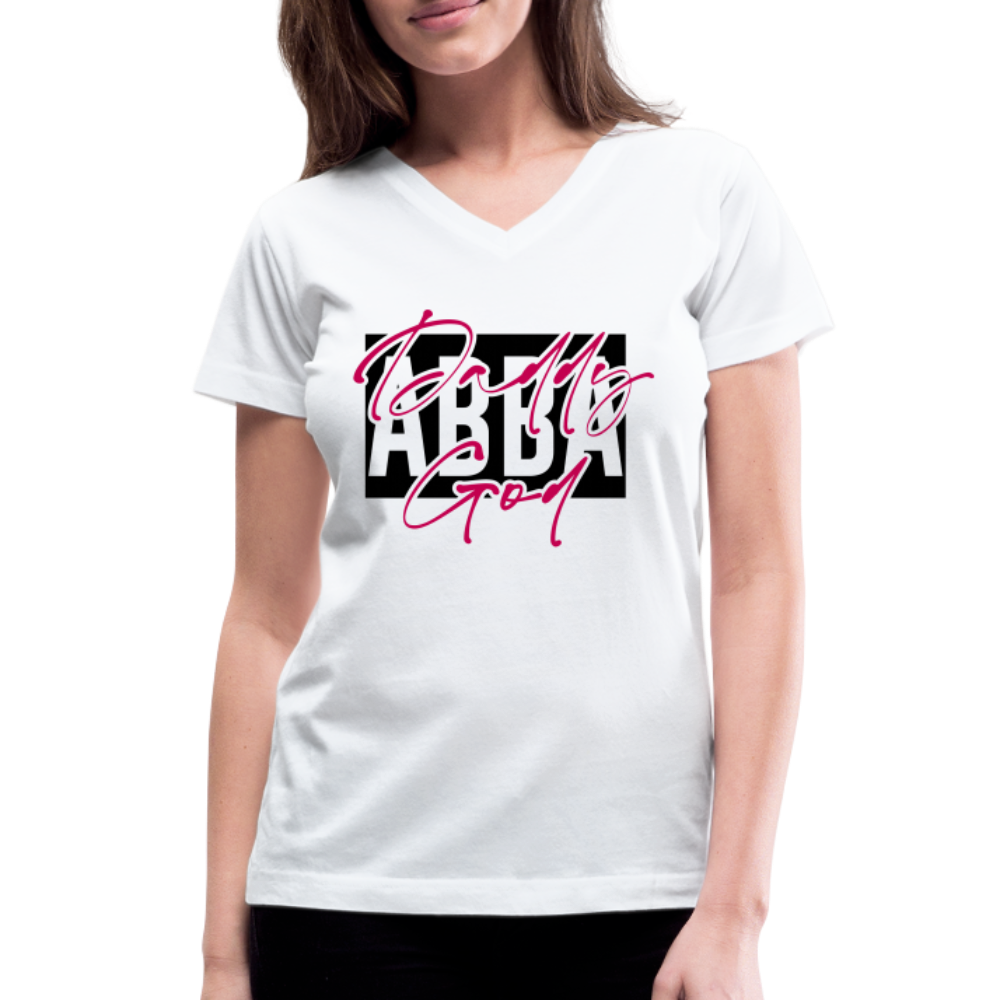 ABBA (Daddy God) Women's V-Neck White T-Shirt - white