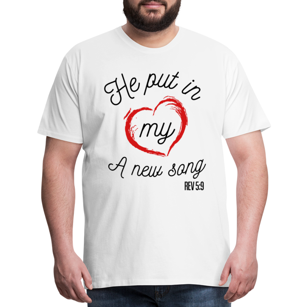 "He Put In My Heart A New Song" Unisex Classic White T-Shirt - white