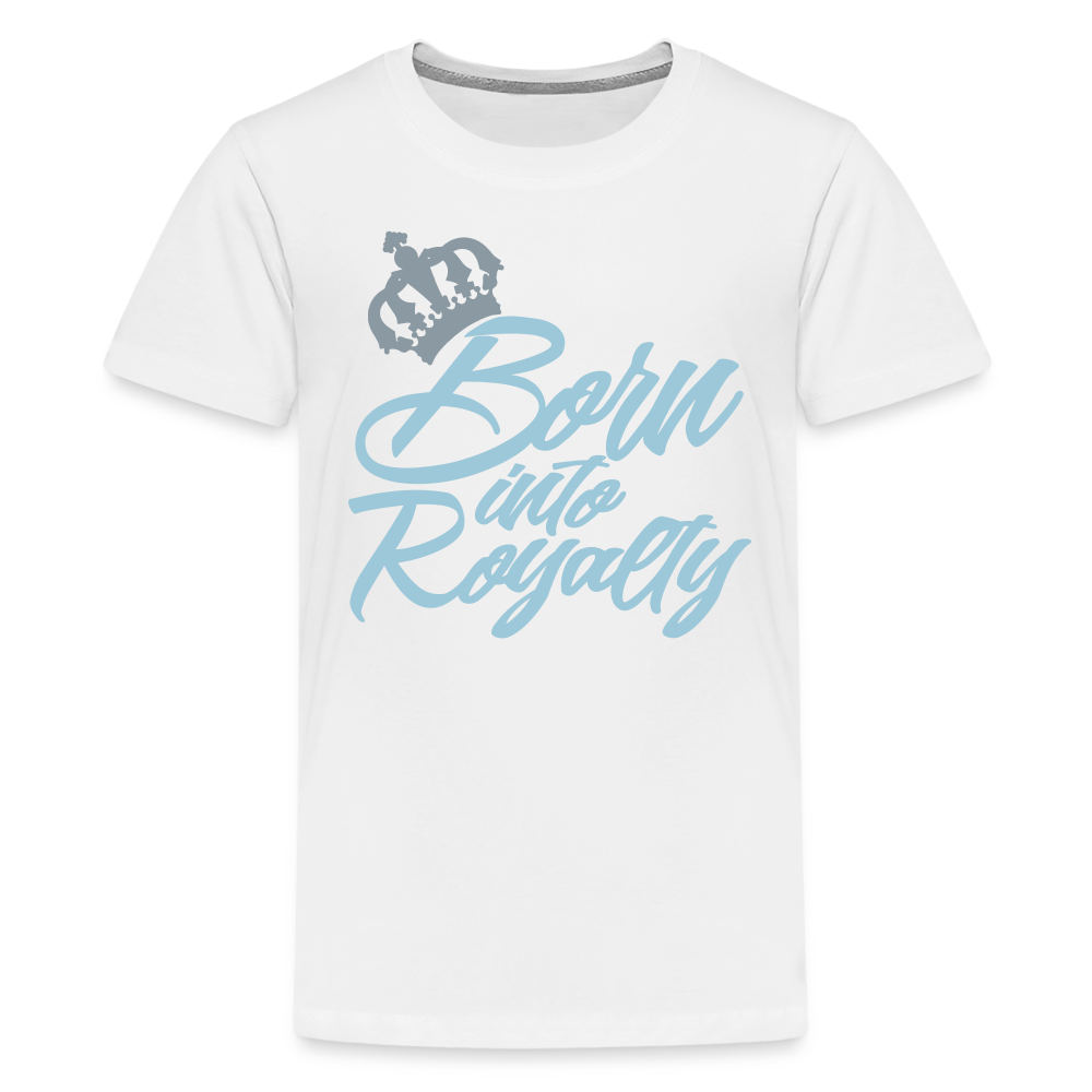 "Born into Royalty" Toddler Blue Short Sleeve Tee - white