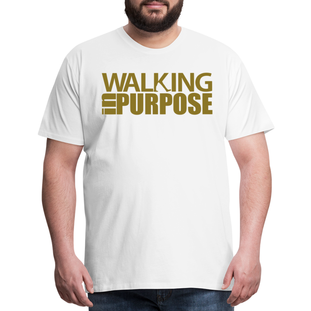 "Walking In Purpose" Gold Metallic Men's Premium T-Shirt - white