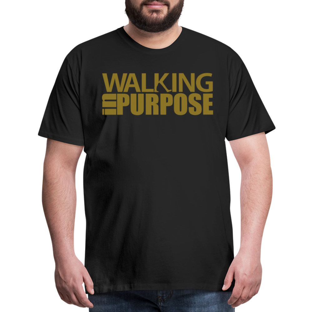 "Walking In Purpose" Gold Metallic Men's Premium T-Shirt - black