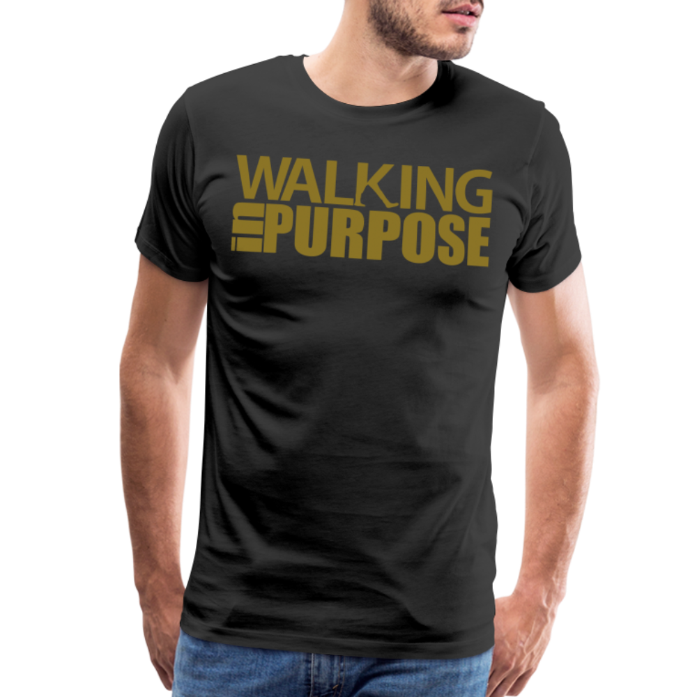 "Walking In Purpose" Gold Metallic Men's Premium T-Shirt - black