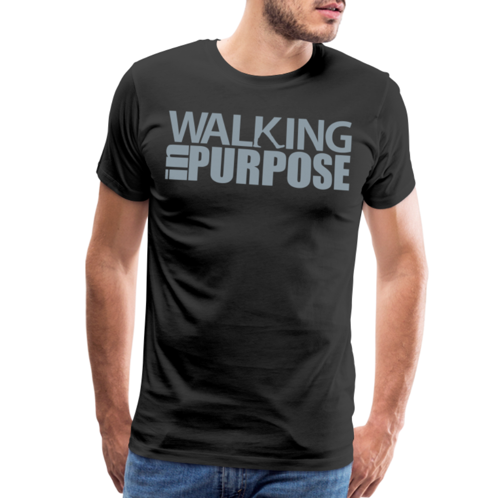 "Walking In Purpose" Silver Metallic Men's Premium T-Shirt - black
