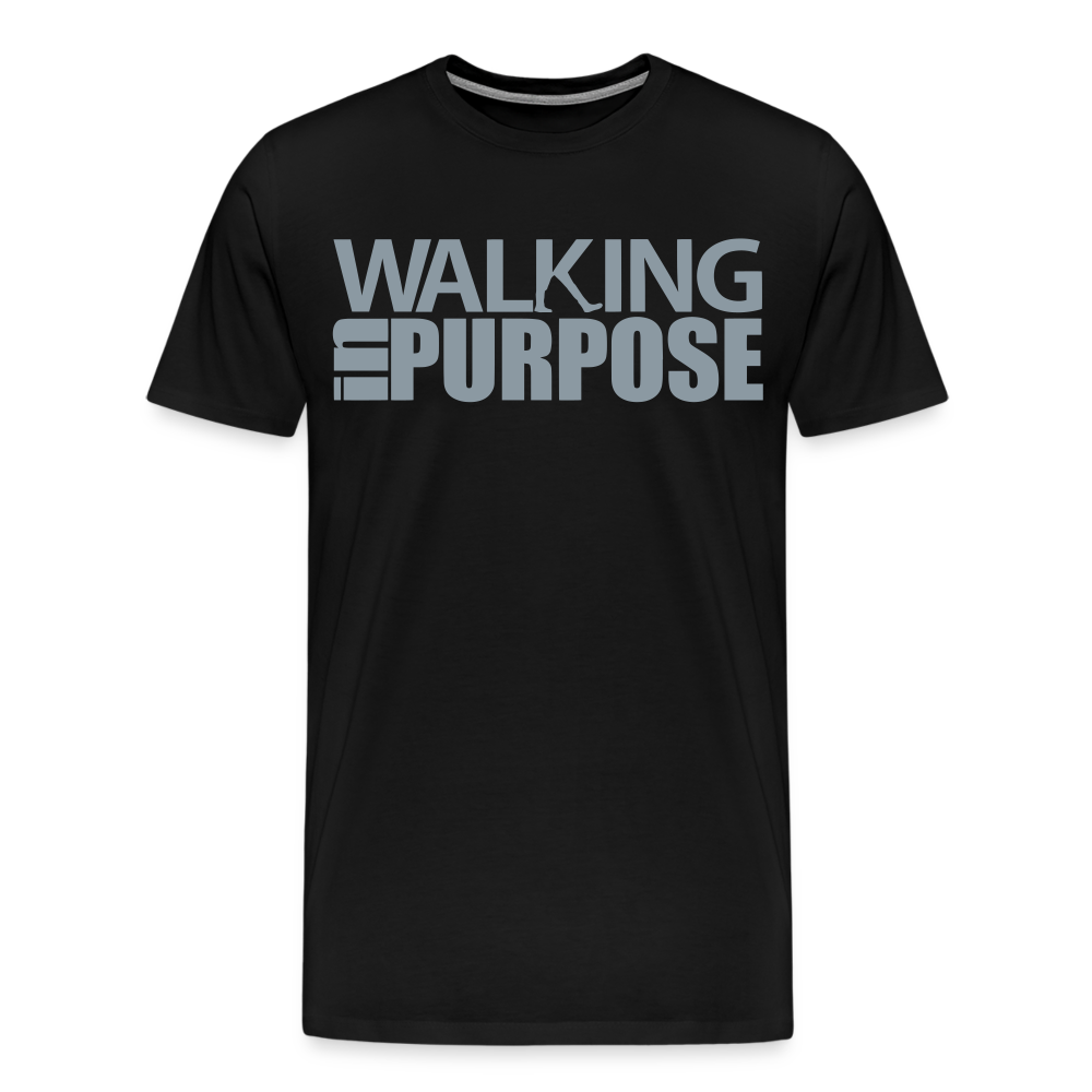 "Walking In Purpose" Silver Metallic Men's Premium T-Shirt - black