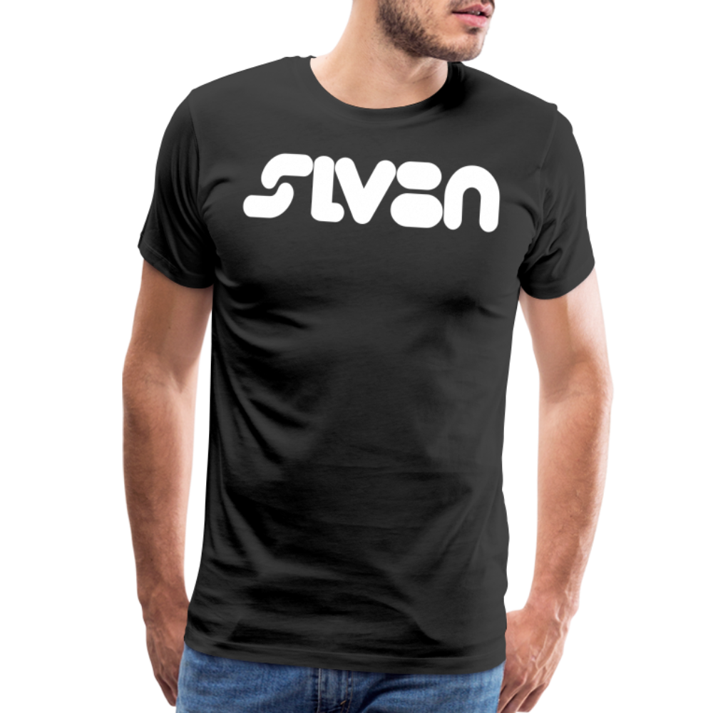 "SLV8N" White Print Men's Premium T-Shirt - black
