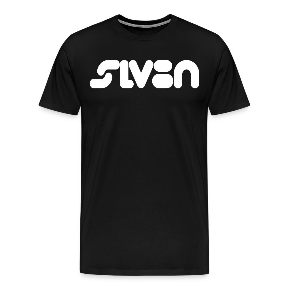 "SLV8N" White Print Men's Premium T-Shirt - black