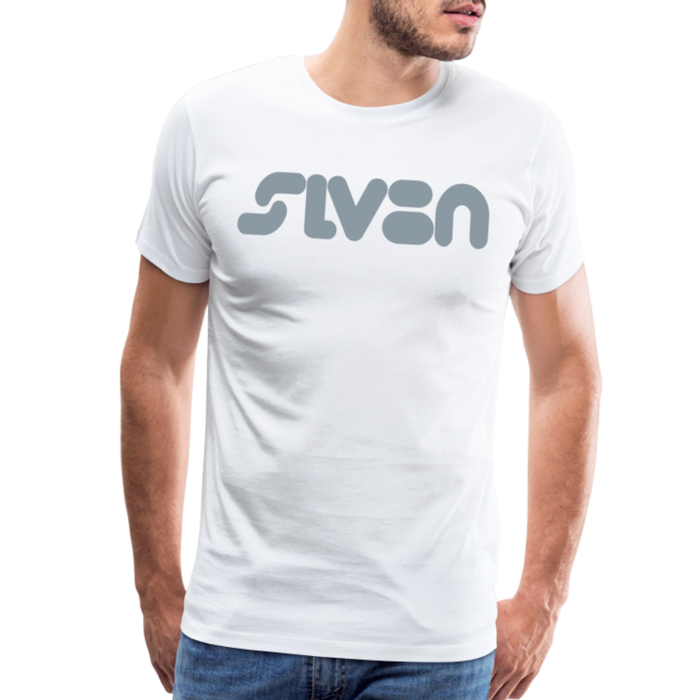 "SLV8N" Metallic Silver Print Men's Premium T-Shirt - white