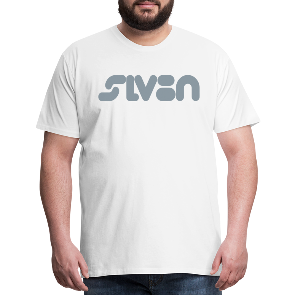 "SLV8N" Metallic Silver Print Men's Premium T-Shirt - white