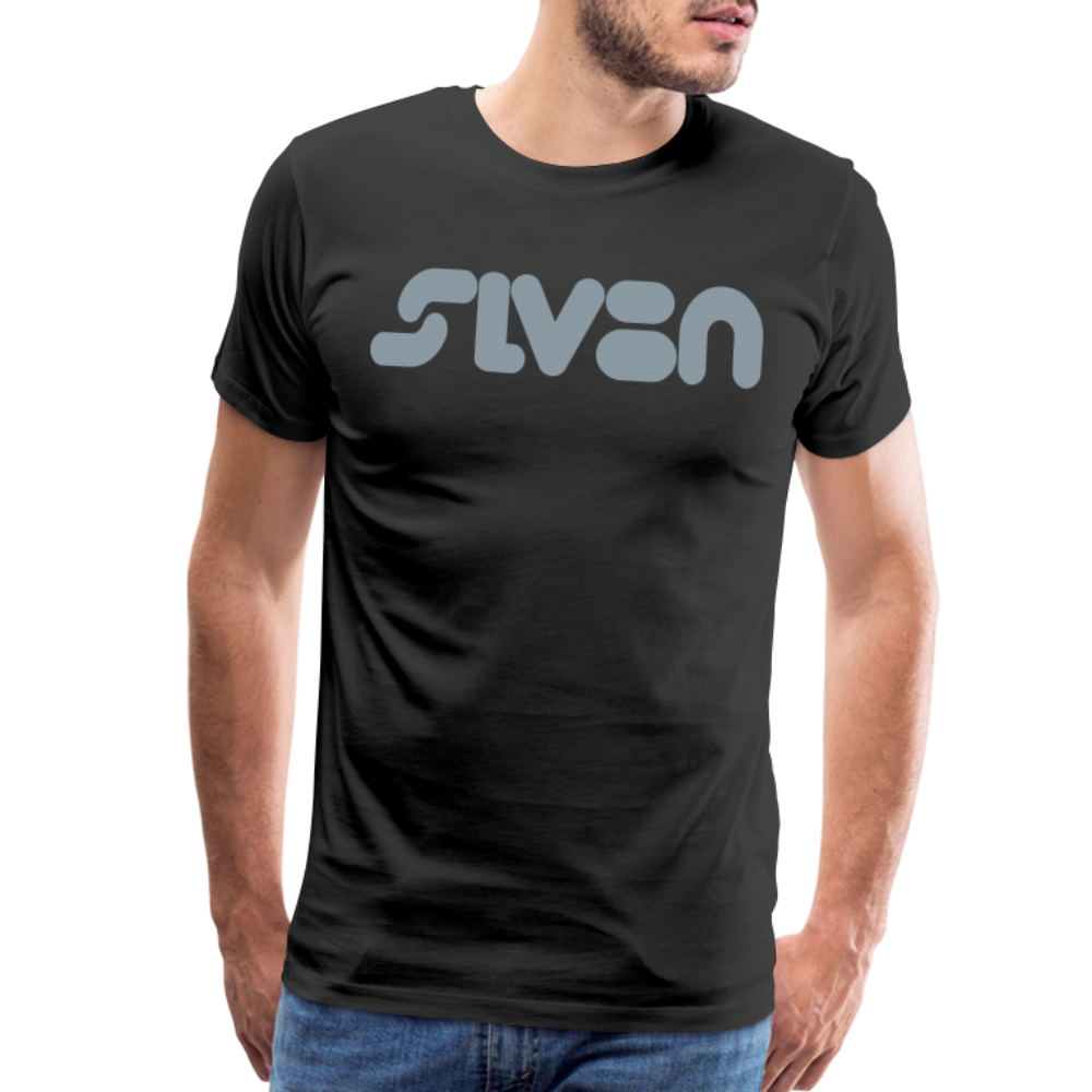 "SLV8N" Metallic Silver Print Men's Premium T-Shirt - black