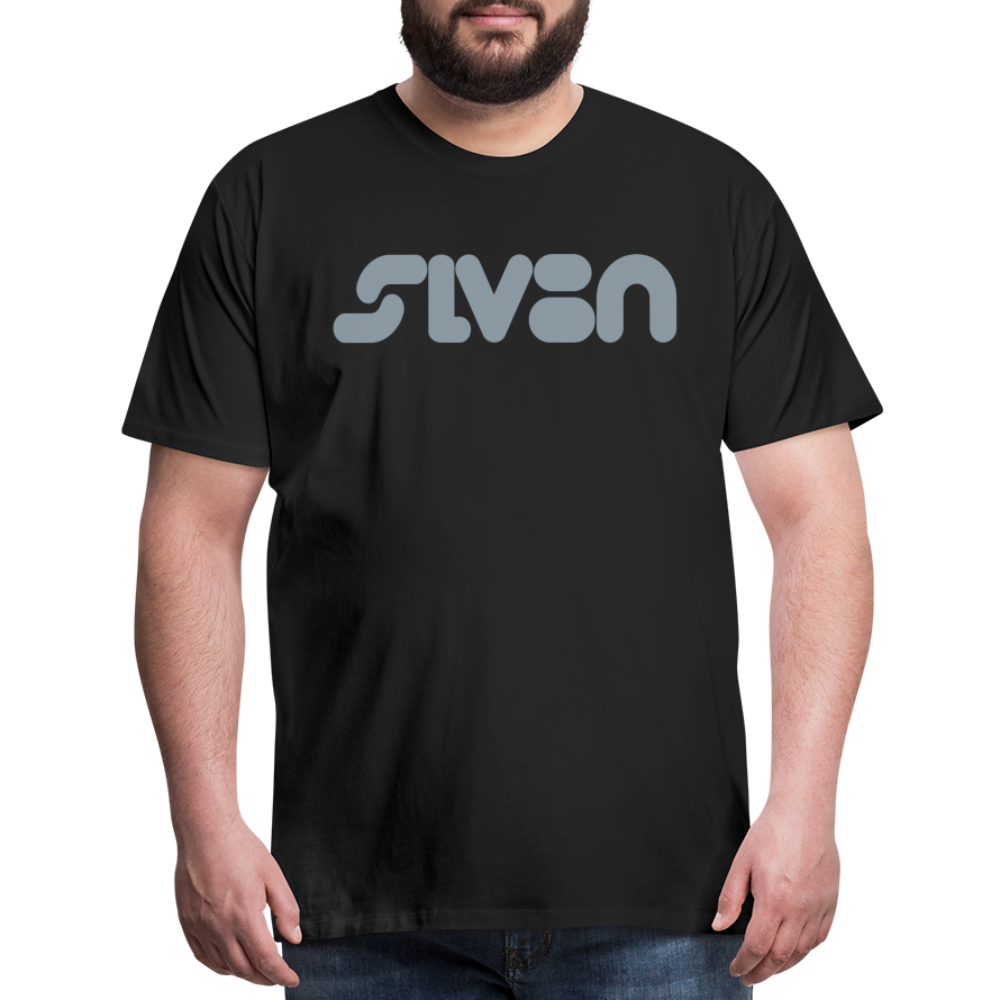 "SLV8N" Metallic Silver Print Men's Premium T-Shirt - black