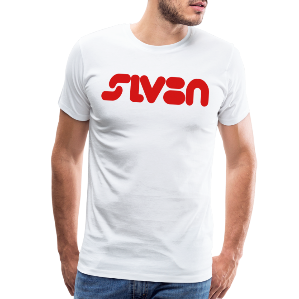 "SLV8N" Red Print Men's Premium T-Shirt - white