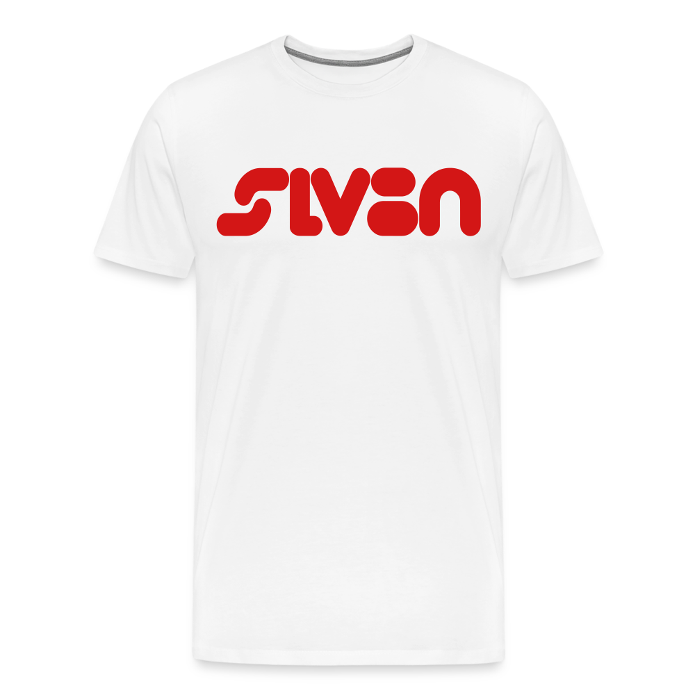 "SLV8N" Red Print Men's Premium T-Shirt - white