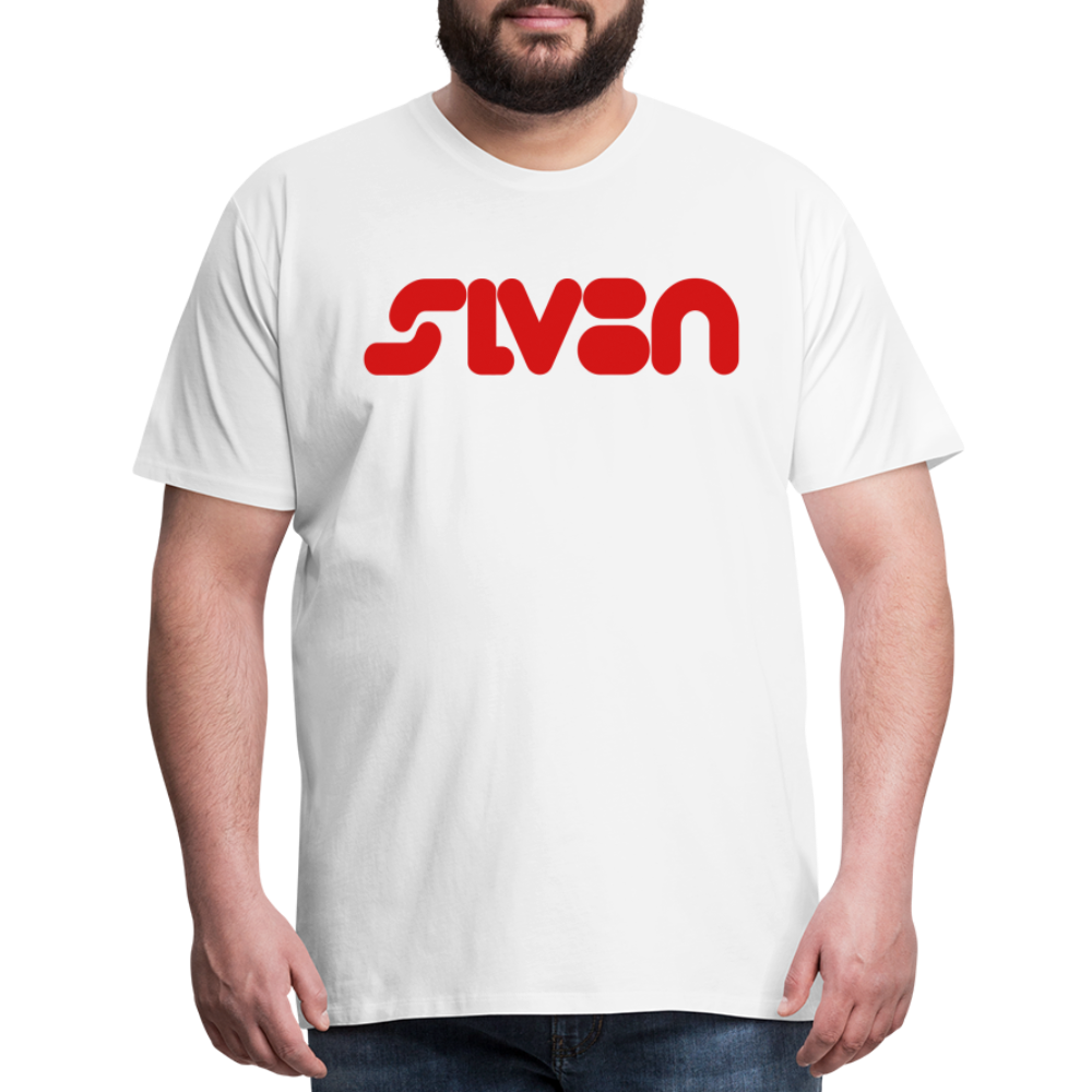 "SLV8N" Red Print Men's Premium T-Shirt - white