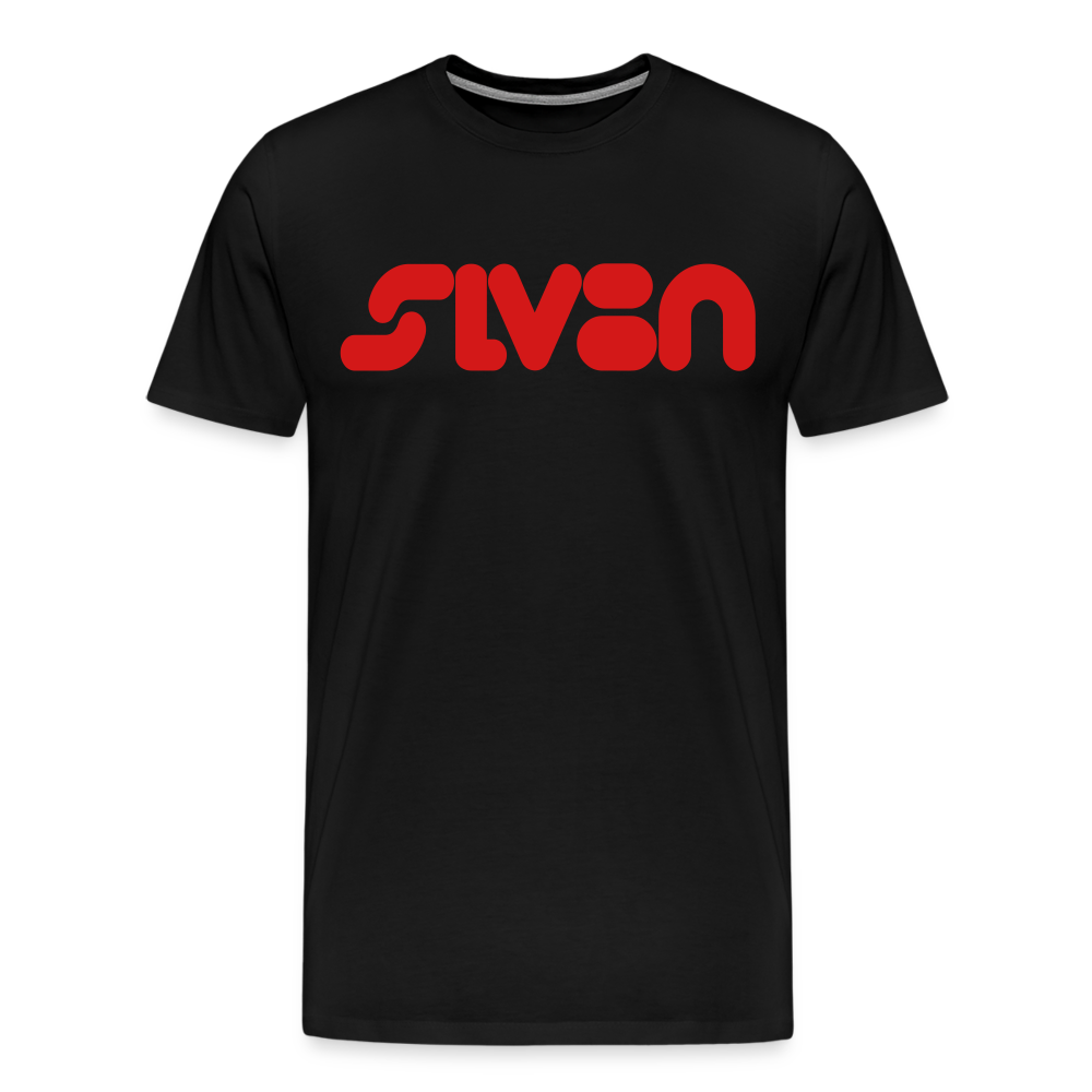 "SLV8N" Red Print Men's Premium T-Shirt - black