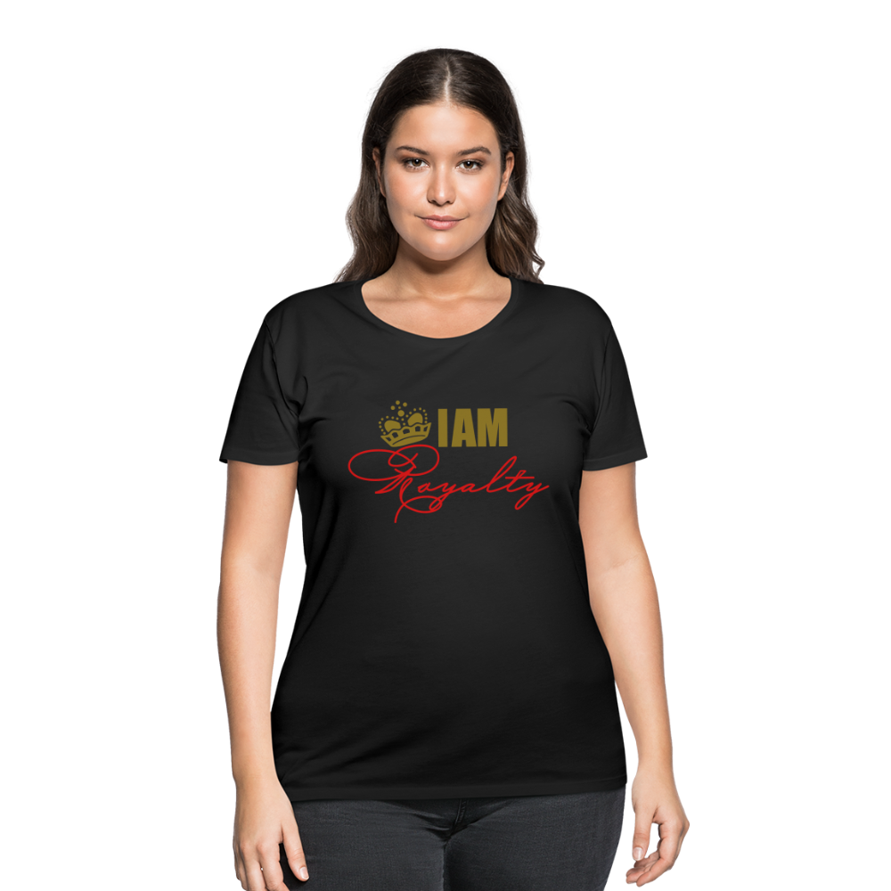 "I AM royalty" V.2 Women’s Curvy T-Shirt (Gold Metallic and Red) - black
