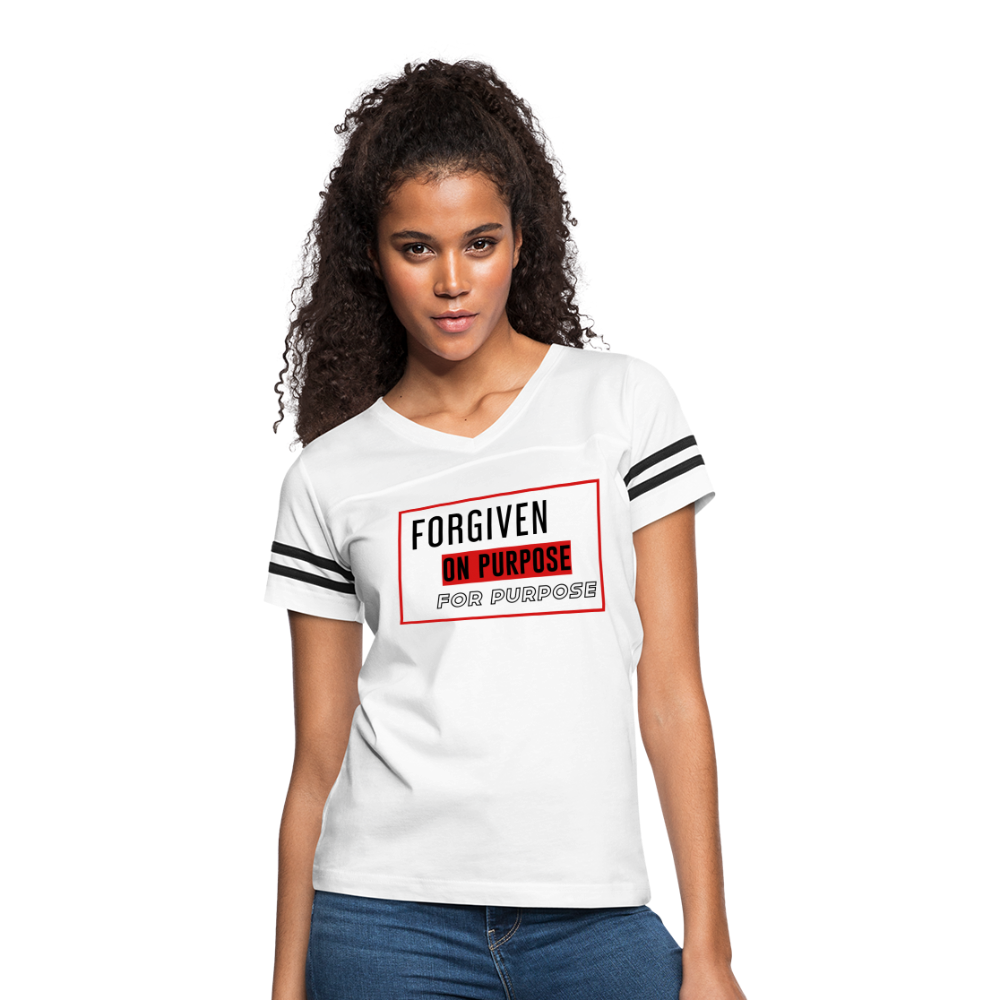 "Forgiven on Purpose For Purpose Red Design" Women’s Vintage Sport White T-Shirt - white/black
