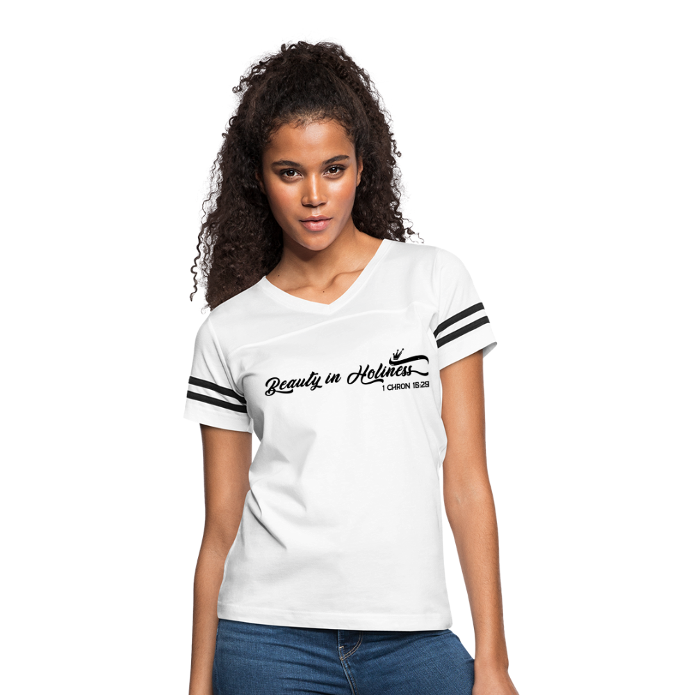 "Beauty in Holiness" Women’s Vintage Sport White T-Shirt - white/black