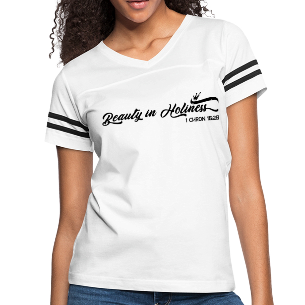 "Beauty in Holiness" Women’s Vintage Sport White T-Shirt - white/black