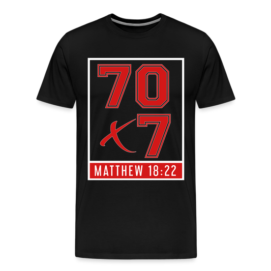 "70x7 Red Design"  Unisex Classic Black T-Shirt - black