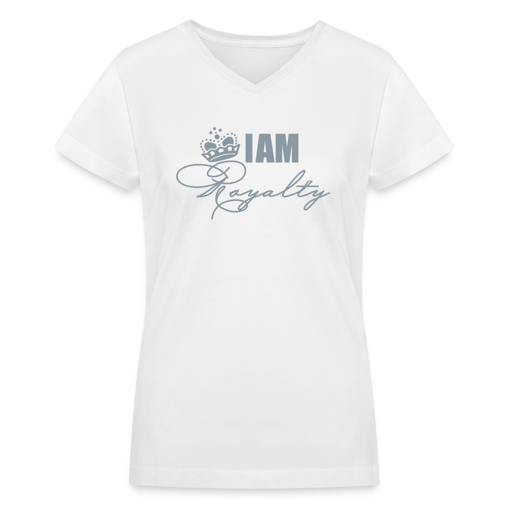 "I AM Royalty" V.2 Women's V-Neck T-Shirt (Silver Metallic) - white