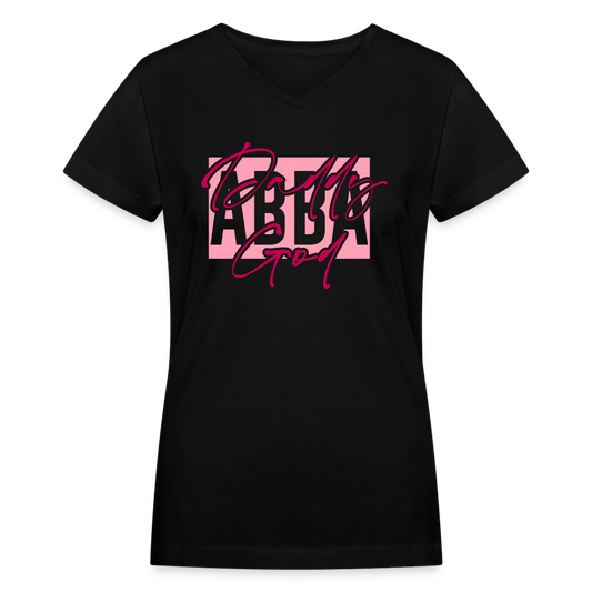 ABBA (Daddy God) Women's V-Neck Black T-Shirt - black