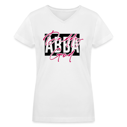 ABBA (Daddy God) Women's V-Neck White T-Shirt - white