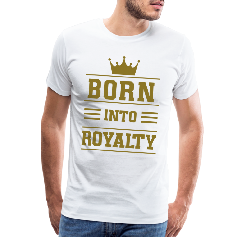 "Born Into Royalty" Men's Tri-Blend V-Neck T-Shirt (Metallic Gold) - white