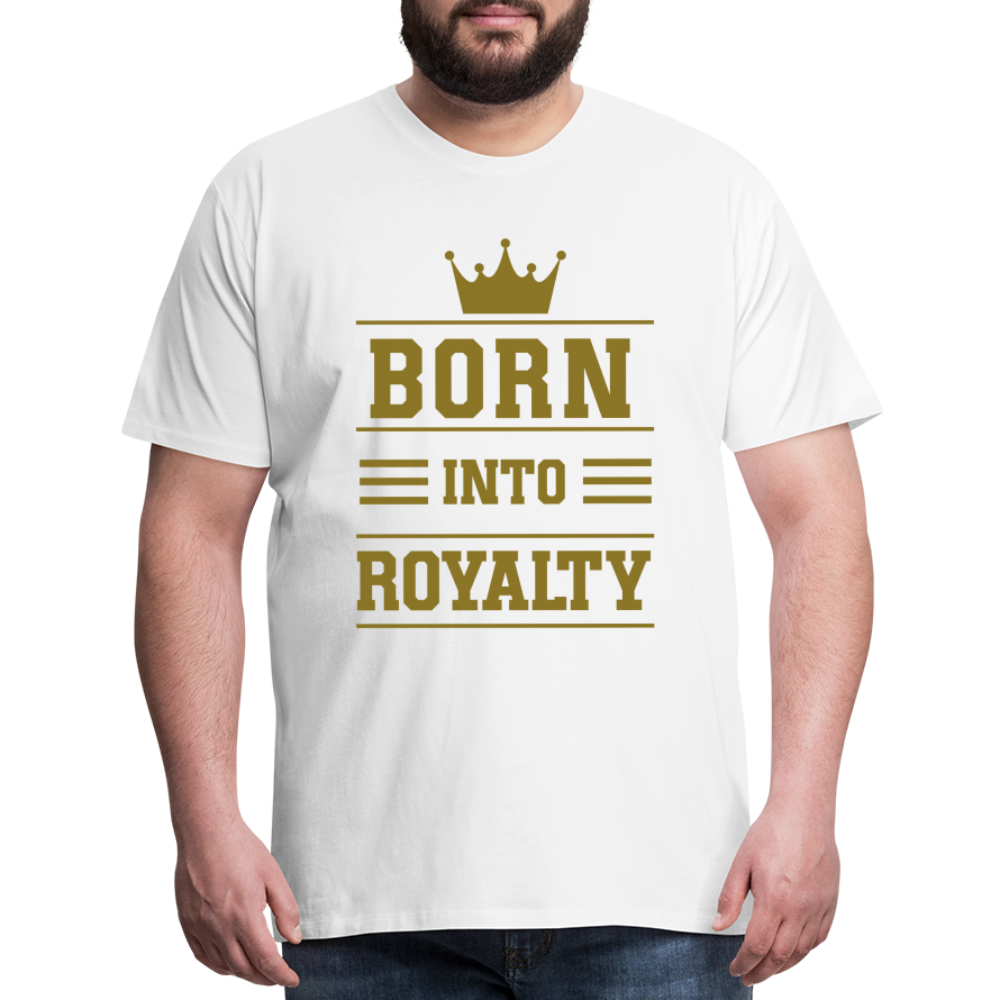 "Born Into Royalty" Men's Tri-Blend V-Neck T-Shirt (Metallic Gold) - white