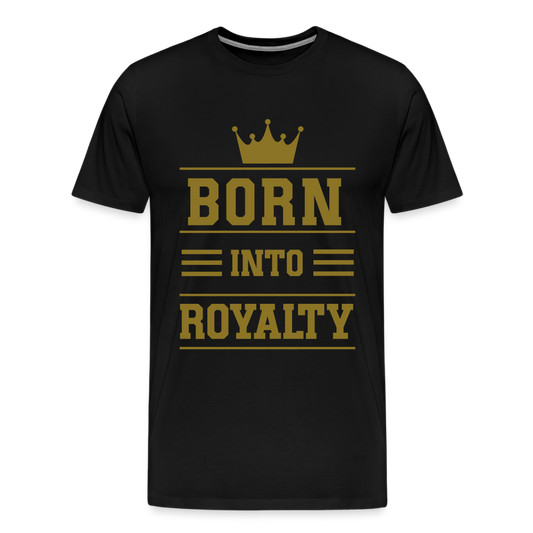 "Born Into Royalty" Men's Tri-Blend V-Neck T-Shirt (Metallic Gold) - black