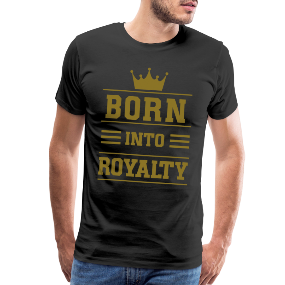 "Born Into Royalty" Men's Tri-Blend V-Neck T-Shirt (Metallic Gold) - black