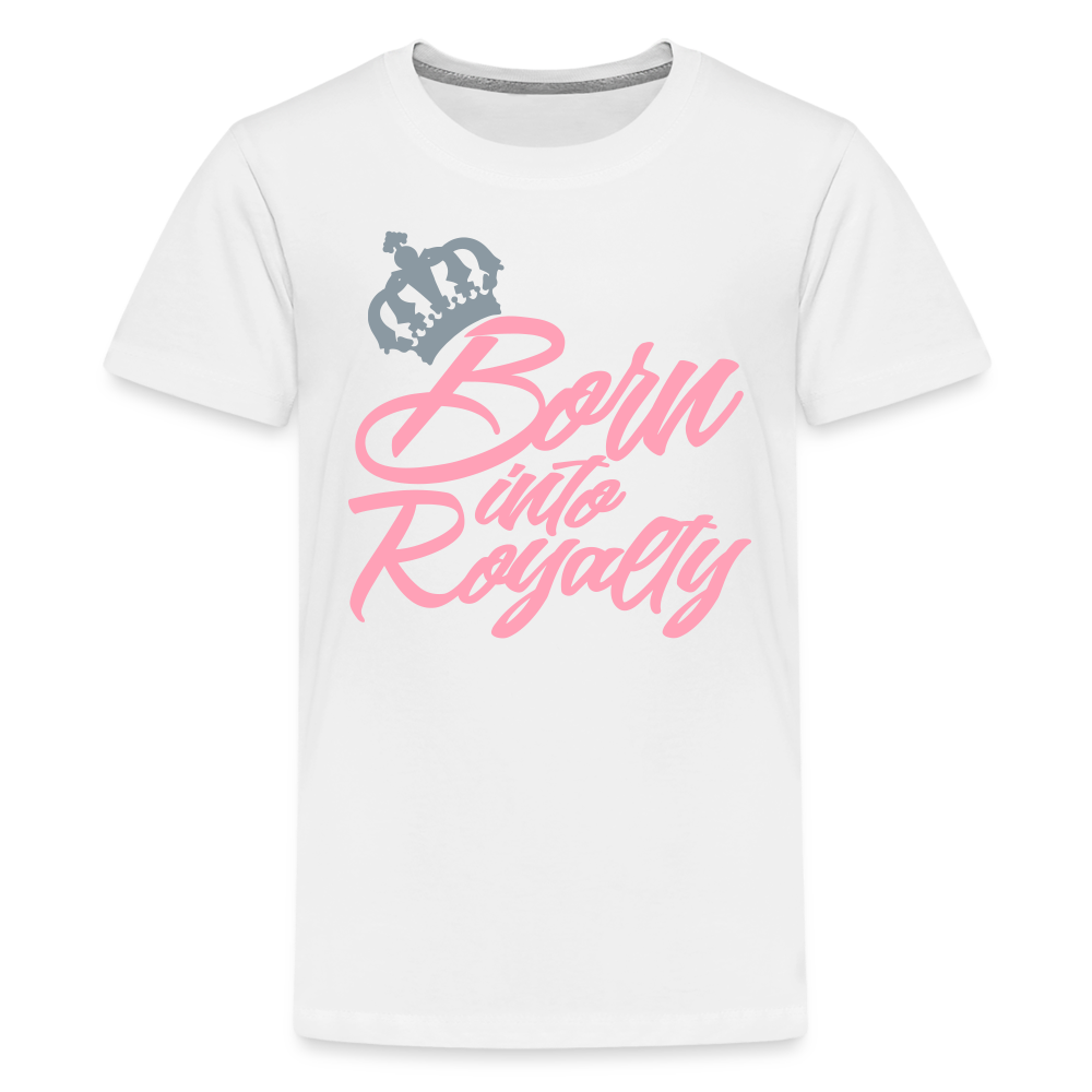 "Born into Royalty" Toddler Pink Short Sleeve Tee - white