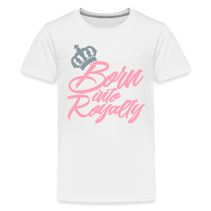 "Born into Royalty" Toddler Pink Short Sleeve Tee - white