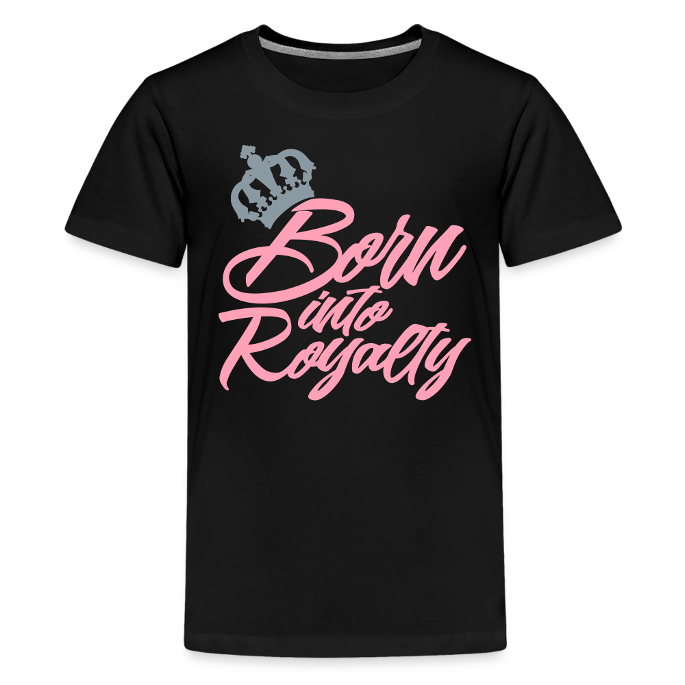 "Born into Royalty" Toddler Pink Short Sleeve Tee - black