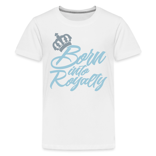 "Born into Royalty" Toddler Blue Short Sleeve Tee - white