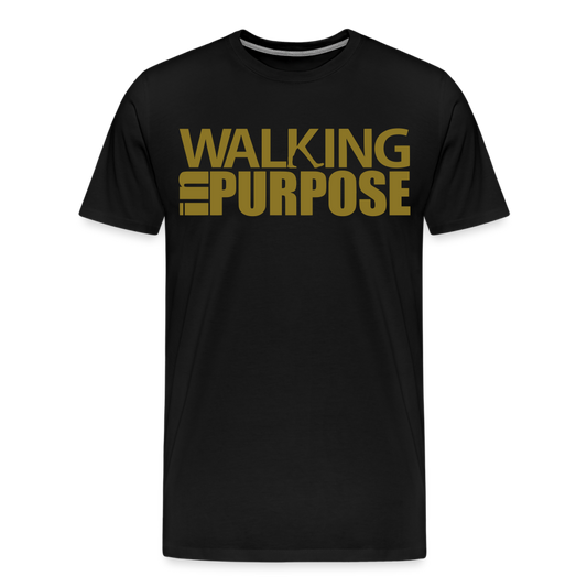 "Walking In Purpose" Gold Metallic Men's Premium T-Shirt - black