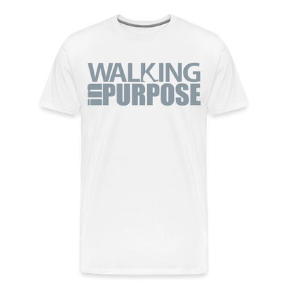 "Walking In Purpose" Silver Metallic Men's Premium T-Shirt - white