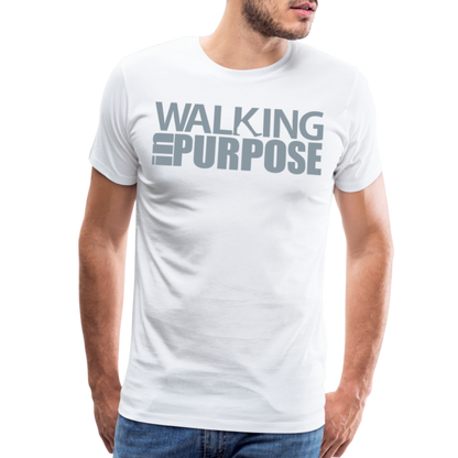 "Walking In Purpose" Silver Metallic Men's Premium T-Shirt - white